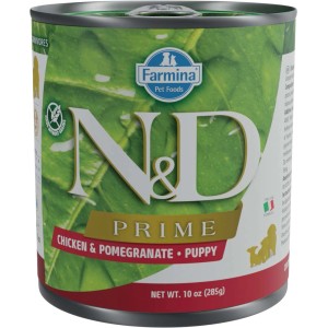 N&D Prime cibo umido per cani con pollo e melograno per cuccioli, lattina.