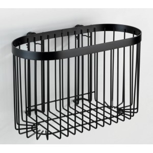 Mensola a muro Wenko Classic Plus Black, grande scaffale in acciaio nero per bagno e casa.