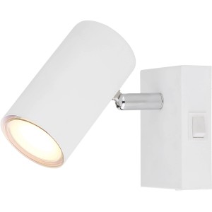 Faretto bianco Globo Robby, 1 lampadina, con dettagli cromati e interruttore a levetta.