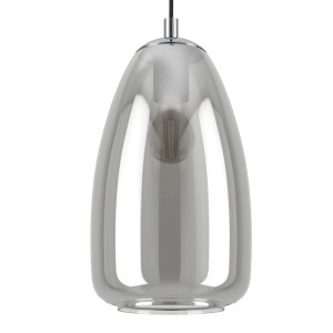 Lampadario a sospensione Eglo Alobrase E27 1X40W Ø20xH110 cm acciaio vetro nero