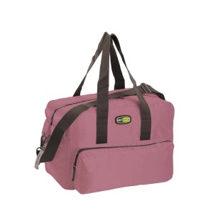 Borsa da viaggio t.b.t. rosa, parte dell'attrezzatura da campeggio.