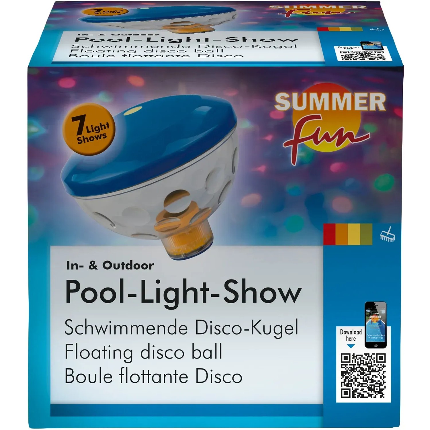 Confezione Summer Fun LED Underwater Show con luce galleggiante per piscina.
