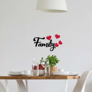 Decorazione da parete "Family" con cuori, un adesivo murale decorativo per una casa accogliente.
