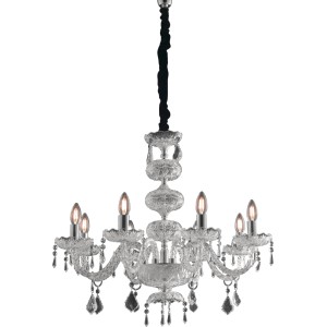 Elegante lampadario t.b.t. Lampadari con vetro cristallo e sei luci.