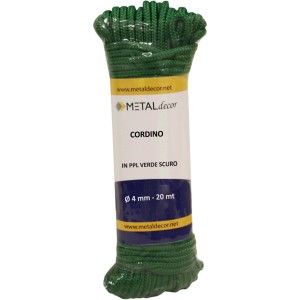 Corda verde, diametro 4 mm, lunghezza 20 m, per tapparelle.