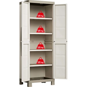 Mobile da balcone t.b.t. grigio aperto con quattro ripiani, portata fino a 15 kg.