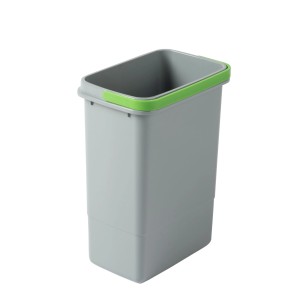 Pattumiera t.b.t. grigia con bordo verde.