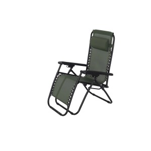 Lettino relax verde con poggiatesta, ideale per giardino e terrazza.