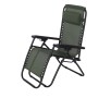 Lettino relax verde con poggiatesta, ideale per giardino e terrazza.