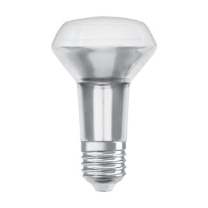 Lampadina LED E27, forma a riflettore, colore argento.