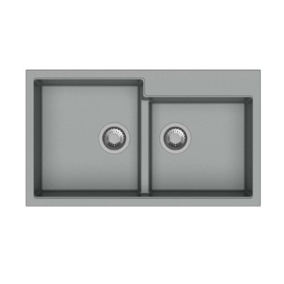 Lavello da incasso in quarzo 2 vasche 86x50 cm grigio