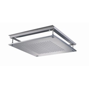 Soffione doccia quadrato t.b.t. in acciaio inox, parte di un set soffioni.