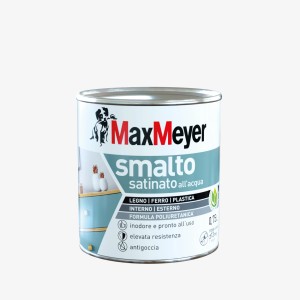 Smalto satinato Max Meyer per legno, ferro e plastica. Barattolo.