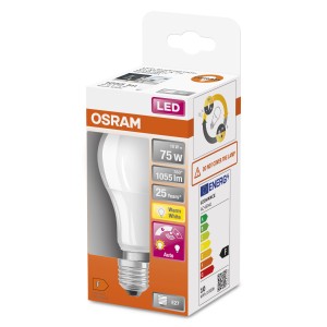 Lampadina LED E27 Osram, 10W, bianco caldo, con sensore di movimento nella confezione.