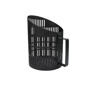 Secchio per cenere in metallo nero con manico per accessori camino.