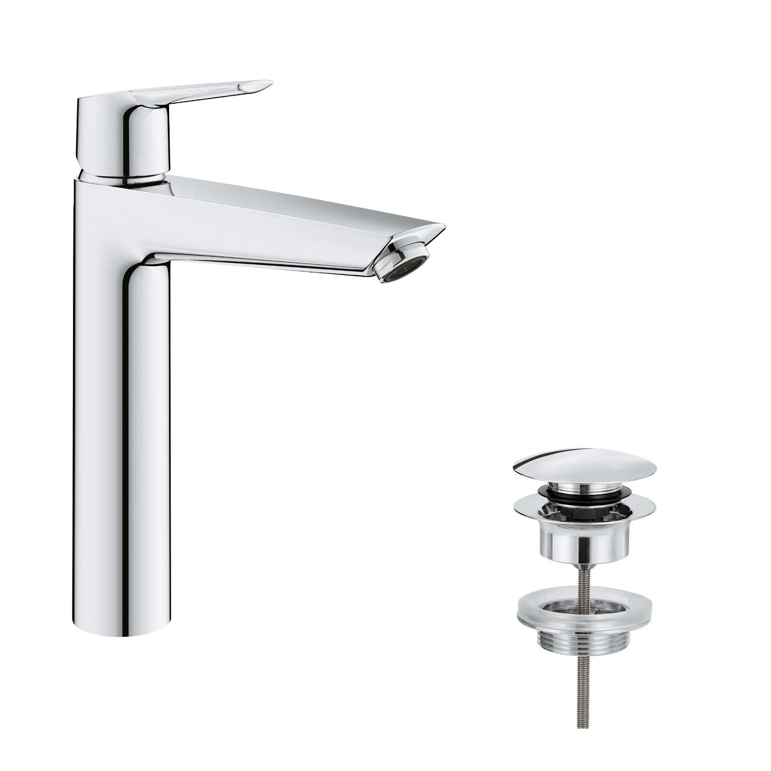 Miscelatore monocomando per lavabo Grohe QuickFix Start XL con scarico a saltarello, cromato.