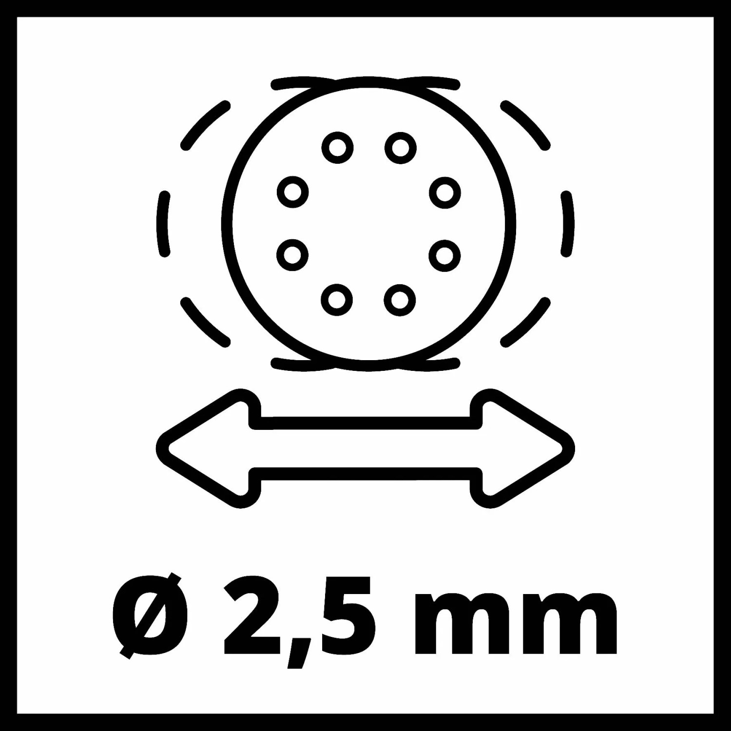 Simbolo per circuito oscillante da 2,5 mm sulla levigatrice rotorbitale Einhell TC-RS 425 E.