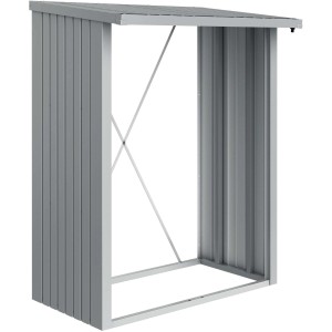 Biohort WoodStock 150, argento metallizzato: legnaia in lamiera d'acciaio zincata a caldo.