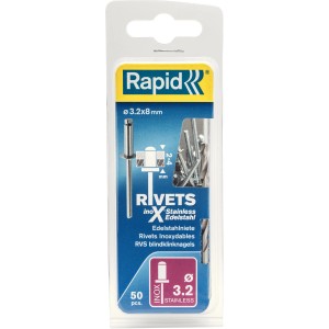 Rivetti ciechi in acciaio inox, 3.2x8mm, 50 pezzi, per Graffe a dorso sottile.