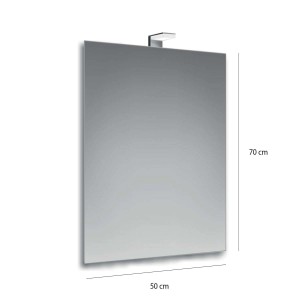 Specchio da parete rettangolare con lampada, 70x50 cm. Ideale per bagno e corridoio.