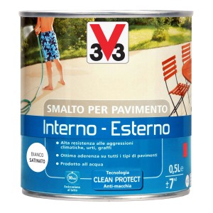 Barattolo di pittura per pavimenti t.b.t. per interni ed esterni, bianco satinato. Per rivestimenti resistenti.