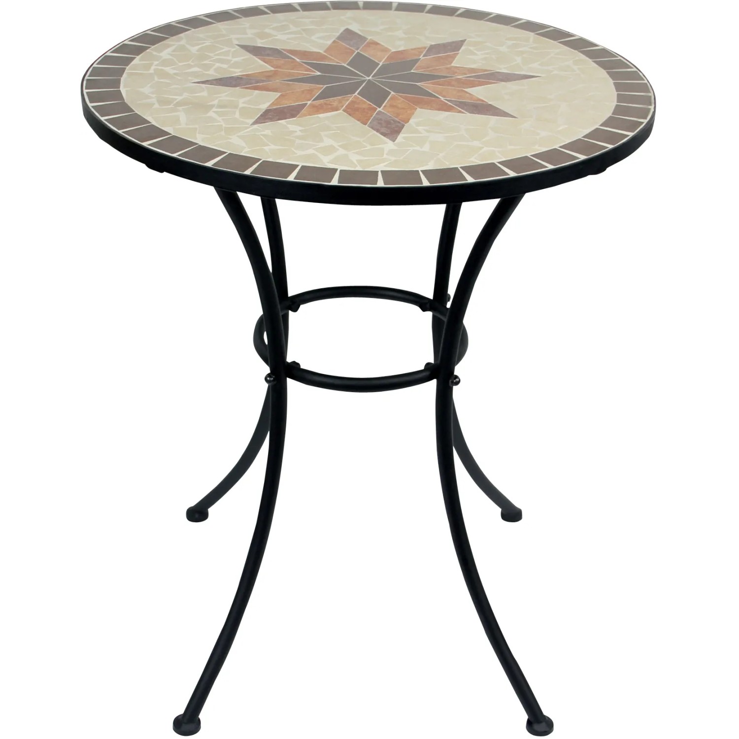 Set balcone Honobia: Tavolo con mosaico e struttura in acciaio.