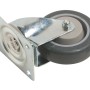 Ruota girevole per trasporto con gomma termoplastica grigia, diametro 100 mm e freno. Portata 150 kg.