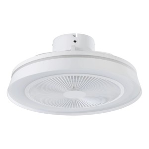 Plafoniera LED t.b.t. bianca con ventilatore integrato.