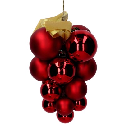 Pallina di Natale in plastica grappolo rosso h20 cm