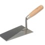 Cazzuola da muratore con manico in legno per lavori di muratura e piastrellatura.