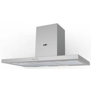 Cappa a parete t.b.t. argentata per la cucina.