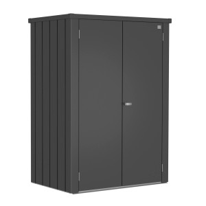 Armadio da terrazza Biohort Romeo, grigio scuro metallizzato, 181x132x87cm. Armadio da giardino per terrazza e balcone.