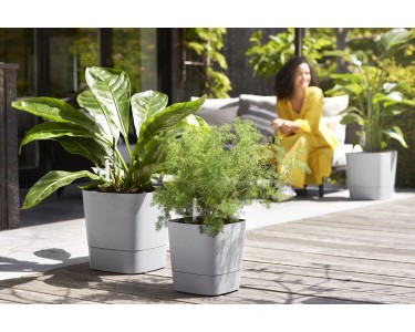 Vaso per piante quadrato Elho Greensense 30,2x29,5 cm grigio