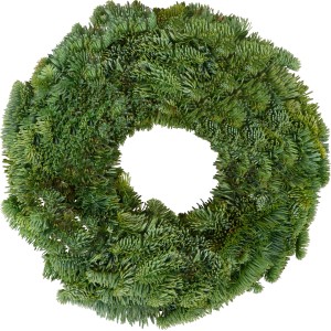 Corona dell'Avvento verde fatta di rami di abete, decorazione per l'Avvento.