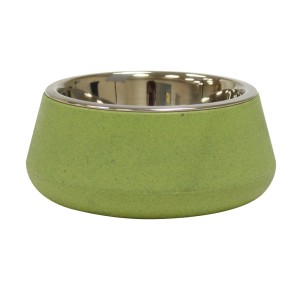 Ciotola per cani t.b.t. verde con inserto in acciaio inox per cibo e acqua.