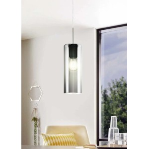 Lampadario a sospensione Eglo Selvino Ø10xH110 cm acciaio vetro nero