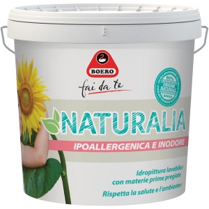 Secchio di pittura per interni bianca Naturalia di Boero, ipoallergenica e inodore.
