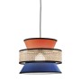 Lampadario a sospensione Gazebo 1xE27 d40x200 cm arancione+blu+rattan nat