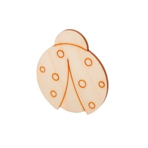 Decorazione da parete coccinella in legno. Colore naturale con motivo a pois.