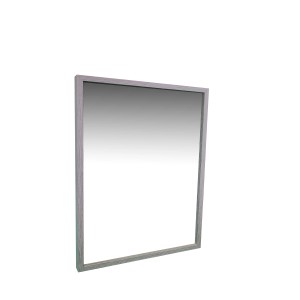 Specchio da parete rettangolare con cornice sottile color argento.