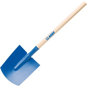 Vanga blu con manico in legno di t.b.t. per giardinaggio.