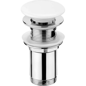 Piletta Click-Clack tonda per lavabo e bidet in ceramica bianca