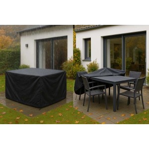 Copertura tavolo 4 sedie Oxford PU 210D 165x140x90 cm nero