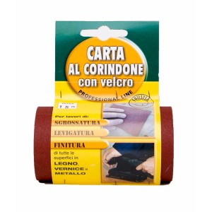 Rotolo di carta vetrata con velcro, grana 150, adatta per legno, vernice e metallo.