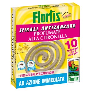 Flortis Antizanzare spirali antizanzare alla citronella, 10 pezzi in scatola.