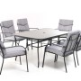 Set di mobili da giardino grigio con tavolo e 6 sedie per giardino o patio.