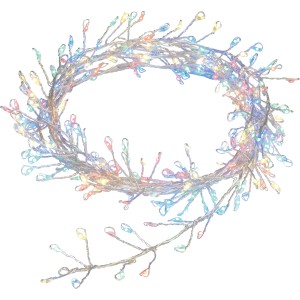 Catena luminosa a LED con 240 LED multicolore e cavo trasparente per interni ed esterni.