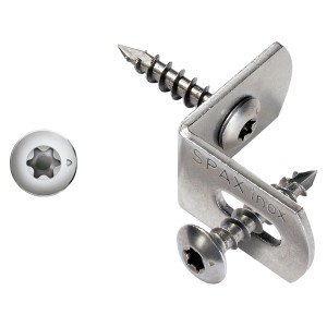 Spax Set connettori per recinzioni, 12 pezzi, 7x35mm, staffa in acciaio inox con viti per costruzione recinzioni.