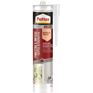 Sigillante siliconico Pattex per finestre e porte, trasparente.
