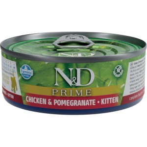 Lattina di cibo per gatti: N&D Prime Pollo e Melograno Kitten cibo umido per gattini.